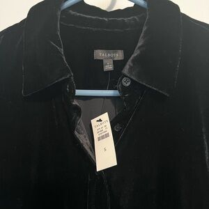 Talbots Women's Black Velvet Button Down Shirt